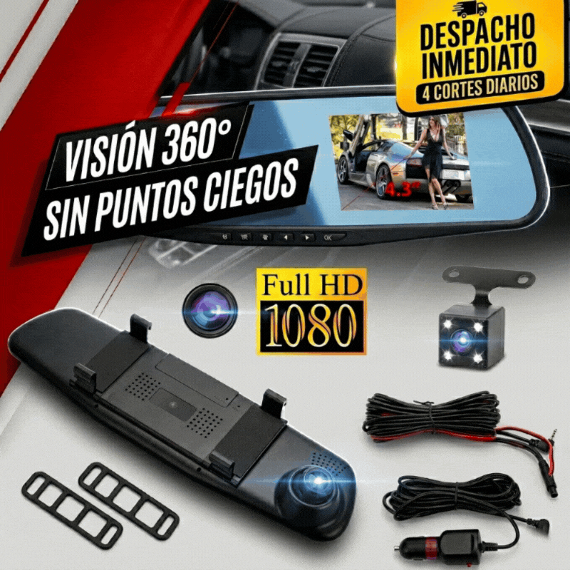 Espejo retrovisor 4 en 1 Pantalla Táctil