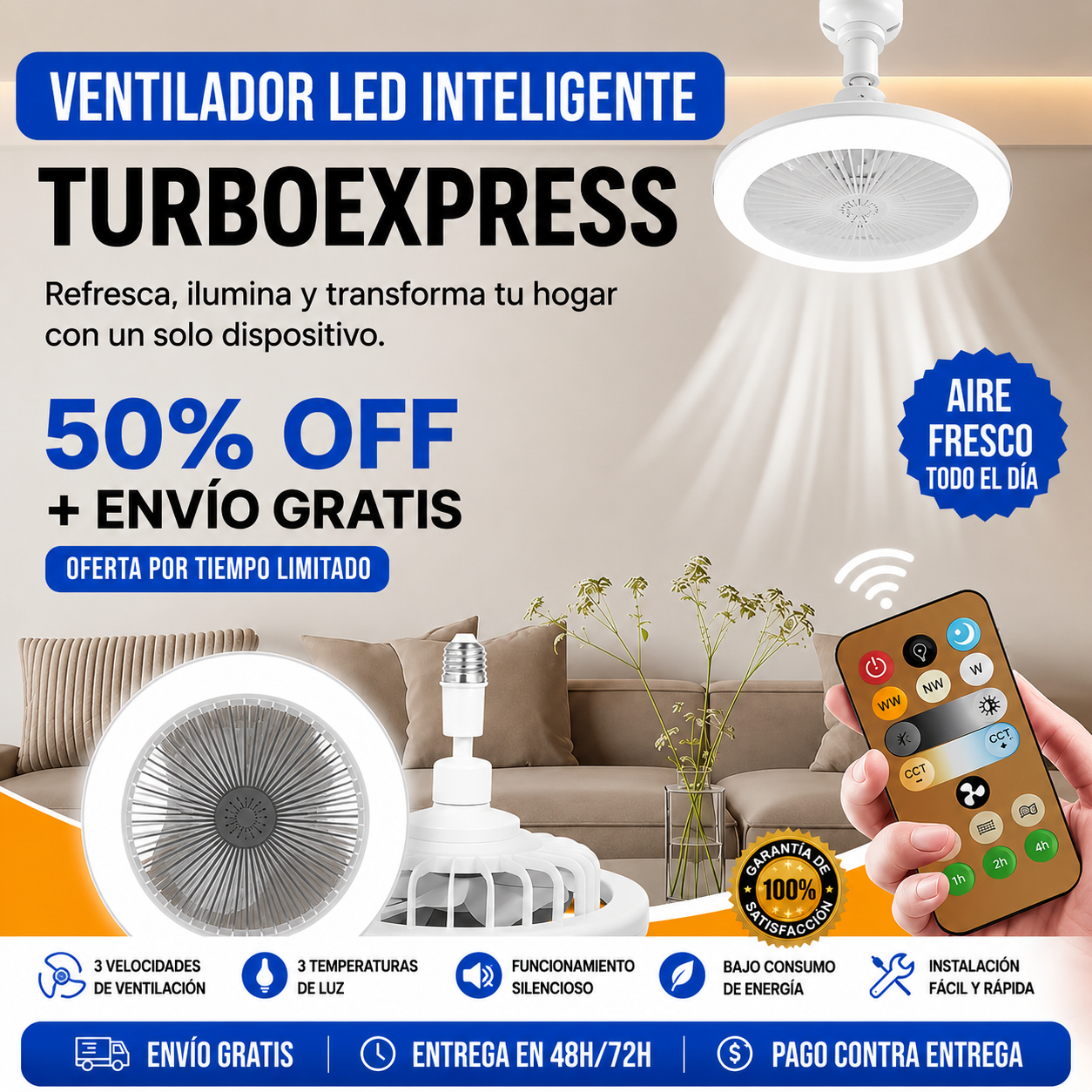 Ventilador de Techo Inteligente LED 2 en 1 TurboExpress™  🌀⚡