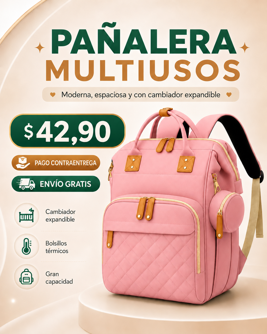 Bolso Pañalera Multiusos Con Cuna Portátil 💼👶