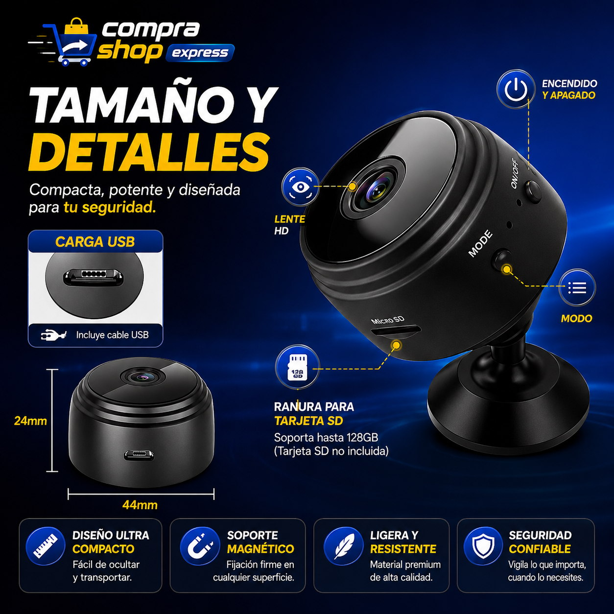 Mini Cámara PRO Espía 4K