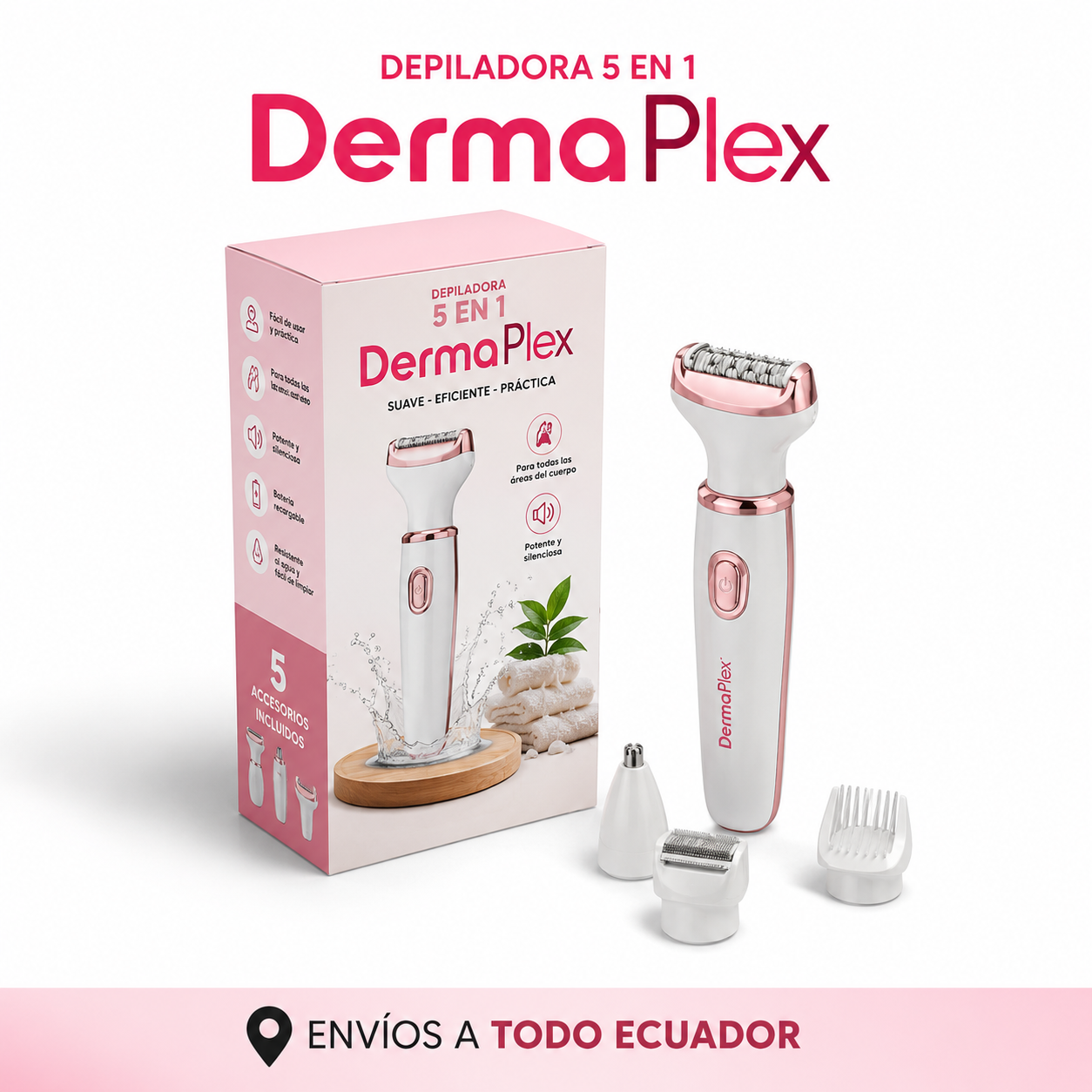 DermaPlex - Afeitadora Dama 5 en 1 con Pantalla