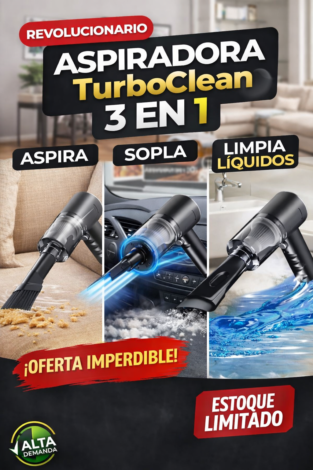 Mini Aspiradora Portati 3 en 1  TurboClean