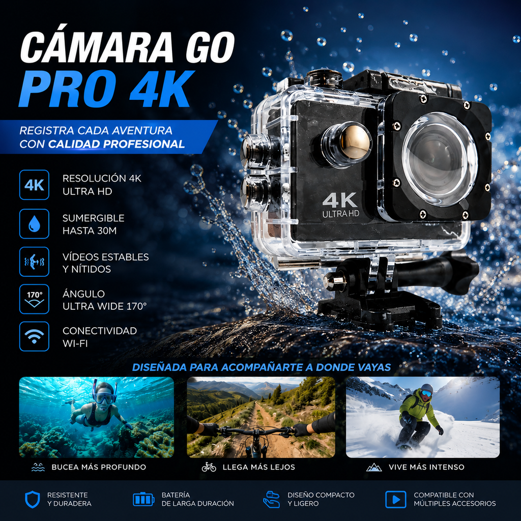 💥GoPro Camera 4K – Captura Cada Aventura con Calidad Profesional🔥