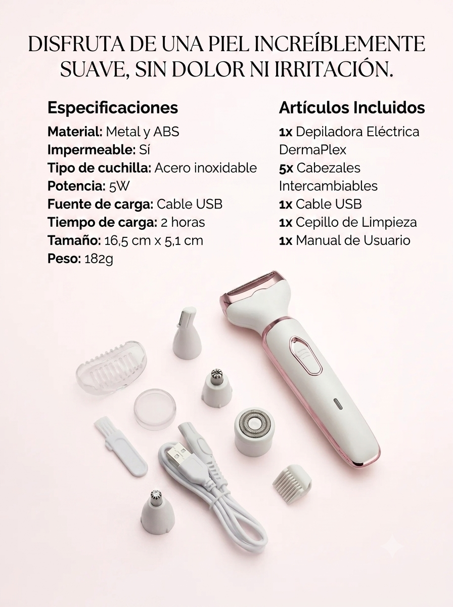 DermaPlex - Afeitadora Dama 5 en 1 con Pantalla